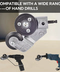 Upgraded Electric Drill Plate Cutter Metal Shear Attachment for Iron Steel Copper Aluminum Sheet Metal Trimming Tool with Adapter shown with hand drills.