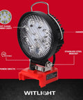 Front view of Cordless LED Work Light For Milwaukee 18V Battery Compatibility, 27W 2400LM Flood Beam, Type C Quick Charge