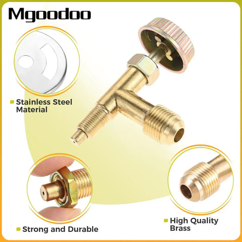 Three Eighths Inch Male Flare Propane Gas Inlet Valve Kit For Range Stoves With Needle Control, 0.047 Inch Orifice Jet