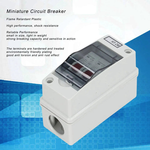 16A DC Miniature Circuit Breaker For DIN Rail Mount 2 Pole Leakage Protector in Outdoor Waterproof Distribution Box