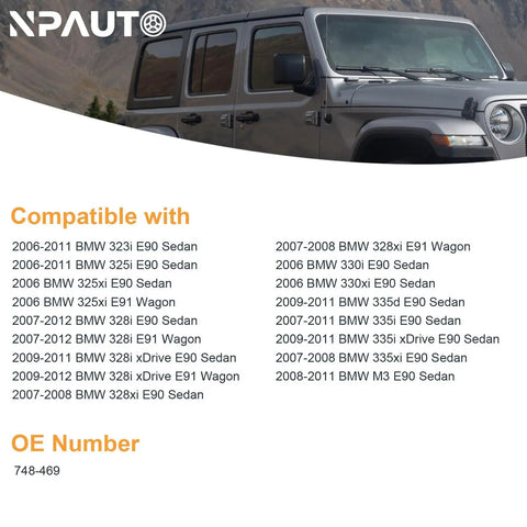 Vehicle compatibility list for BMW 3 Series Rear Passenger Side Power Window Regulator With Motor Assembly 5 Pin.