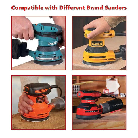 Rock Solid 5 Inch Hook And Loop Sanding Pads With Heavy Duty Dust Collection And No Sweat Installation For Random Orbit Sanders Compatible With Dewalt And Porter Cable 2 Pack on different sanders.