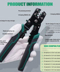 360 Piece Quick Splice Wire Spade Connector Kit 2.8mm 4.8mm 6.3mm Crimp Tool with ergonomic handle and wire specifications