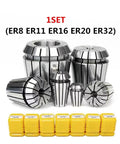 Top Tier Spring Collet Set For CNC Lathe And Milling Machine Includes ER8 ER11 ER16 ER20 ER32 Sizes with 0.015mm Precision Grip.