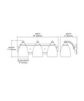 Diagram of Three Light Satin Nickel Vanity Light From Mix And Match Collection Contemporary Modern Bathroom Fixture UL Listed