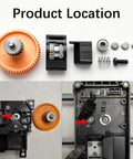 P2S Extruder Gear Assembly Replacement For P2S Stainless Steel Drive Gear Kit components layout and installation view