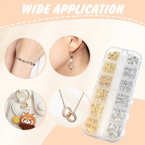 DIY Jewelry Repair Kit With 1400 Pcs Assorted Jump Rings In Silver And Gold, Includes Pliers, Necklace Clasps, Tweezers And Opener