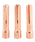 Ultimate 31Pc TIG Welding Nozzle Kit With Ceramic Torch Gas Lens Tips featuring three copper nozzles with slits.