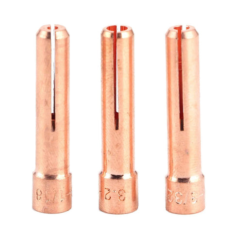 Ultimate 31Pc TIG Welding Nozzle Kit With Ceramic Torch Gas Lens Tips featuring three copper nozzles with slits.