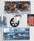 Heavy Duty 3 Inch Steel Swivel Caster Wheels With Flat Plate Mount No Brake high gauge iron build on carts in a warehouse setting.
