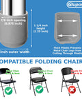 Gray 7/8 Inch Folding Chair Leg Caps 12 Pack Built Tough Heavy Duty Nylon Non Marring Floor Protectors infographic