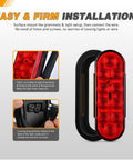 6 Inch Oval Trailer Tail Light 2 Pack With 10 LED Red Stop Brake Turn Signals Surface Mount Grommets And Plugs IP67 Waterproof