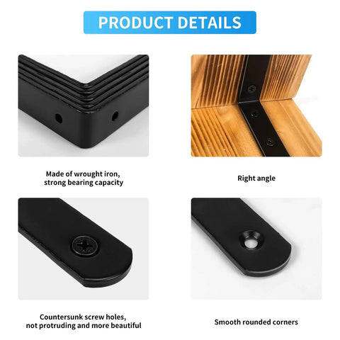 Heavy Duty Cast Iron Shelf Brackets 3 Inch L Shape Corner Braces Black Steel Wall Mounts With Screws Rust Resistant Easy Install 16 Pack