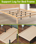 Heavy Duty Adjustable Bed Frame Support Legs Screw Mounted 8.3 To 14.5 Inches Four Pack installed under wooden slats.