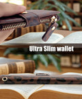 Streamlined Rfid Blocking Keychain Wallet With Genuine Leather Wrist Strap in a hand, showcasing a slim organizer design.