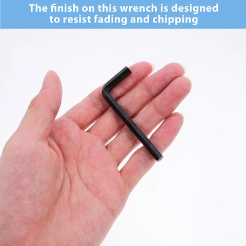 Kisangel Premium Hex Keys Set For Bike Repairs Featuring M3 To M6 Carbon Steel L Shaped Wrench Tools With Secure Grip And Non Slip Design For Tight Assemblies And Smooth Maintenance Jobs Today. black carbon steel L-shaped hex key in hand for bike repairs