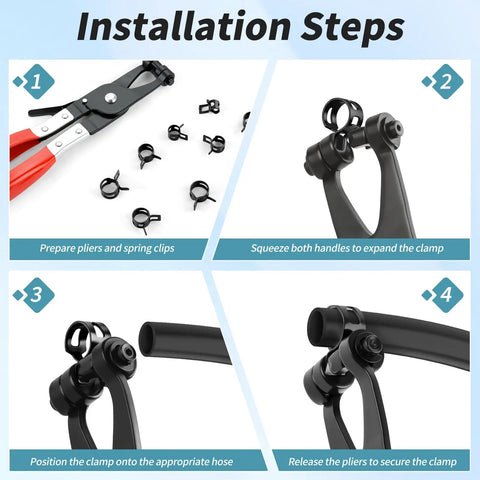 Installation steps for Spring Band Hose Clamps Assortment Kit 100 Pcs With Ten Sizes For Fuel Line And Low Pressure Air Hoses