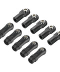Beefy Lever Steering Linkage Ball Head Ends Kit For RC Crawlers, M4 Thread, 24mm And 22mm Lengths, Tie Rod Ends Joint, 10 Pcs, Black Finish, Durable Alloy Build For Precise Steering, black alloy RC crawler tie rod ends set