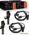 Complete Set Of Four Front And Rear Abs Wheel Speed Sensors For Dodge Ram 1500 2010 To 2012 showing connectors and wiring.