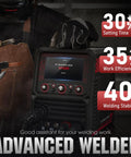 Front view of Six In One MIG Welder With Dual Pulse Tech And LCD Screen 120V To 240V Versatile Welding Machine with settings display.