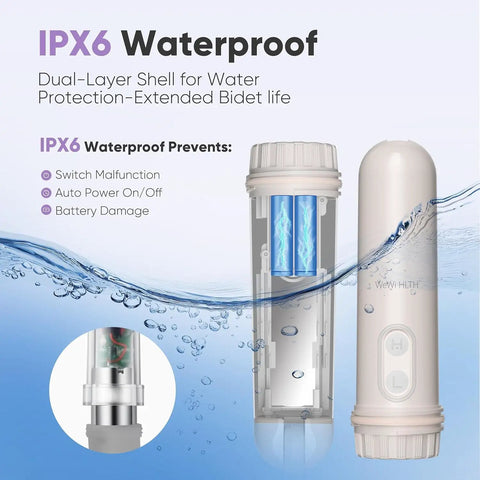 Portable Bidet For Travel And On The Go Use with IPX6 waterproof design and dual-layer shell for increased durability.