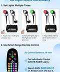 Instruction sheet showing setup for Two Pack Outdoor RGBW LED Spotlight Kit With Remote Control, 12W, color changing lights