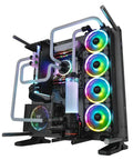 Custom PC build with Riing Trio 12 RGB TT Premium Edition 120mm case and radiator fans 3 pack, showcasing vibrant RGB lighting.