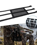Adjustable Tree Stand Seat Replacement 16 By 12 Inches For Climbing And Ladder Tree Stands, shown on tree with camo hunter