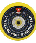 Front view of Six Inch Hook And Loop Sanding Discs For Orbital And DA Sanders, Five Sixteenth Inch Arbor, Ten Thousand RPM Performance