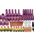 Pro TIG Welding Kit Mega Bundle With Gas Lens Collet Bodies Alumina Nozzles And Ceramic Cups Assorted Sizes For QQ300 PTA SR WP TIG Torch 67pcs Replacement Set Keeps Welds Clean And Smooth.