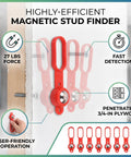 Dioche Magnetic Stud Finder, 27 Lbs Force, 5/8 Inch Drywall demonstrating strong hold on a wall with screws and user-friendly design.
