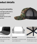 Funny Tequila Teaser Camouflage Trucker Hat For Men And Women with side view showing mesh back and adjustable strap.