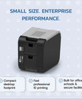 Plug And Play Desktop Identification Card Printer With Built In Camera And Full Color Ribbon Shoots Out Crisp Badges Instantly Smooth 300 Dpi Workflow; compact design for fast ID printing.