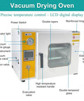 Heavy Duty 0.9 Cubic Foot Vacuum Drying Oven Featuring Pro Grade Pid Temperature Control 12 By 12 By 11 Inch Chamber with LCD display and controls.