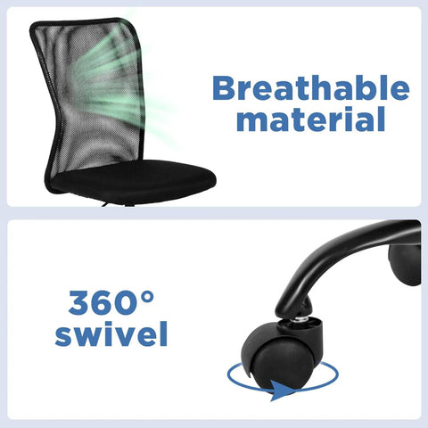 Go-To Ergonomic Mesh Office Chair With Lumbar Support showing breathable back and 360° swivel wheel.