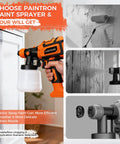 Smooth Operator Hvlp Paint Sprayer For House Painting And Cabinet Styling With Adjustable Flow Settings. User holding sprayer by door.