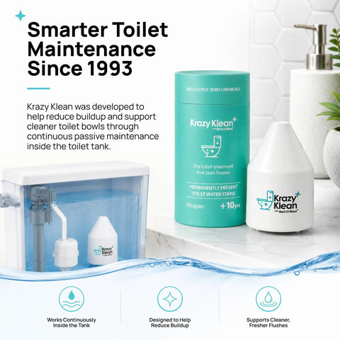 Automatic Toilet Cleaner That Keeps Your Bowl Fresh With Every Flush, product packaging and in-tank view.