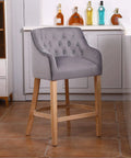 Suede Counter Height Stool With Natural Wood Legs, Extra Comfy And Breathable Seat, Built To Last For Kitchen Island Or Home Bar