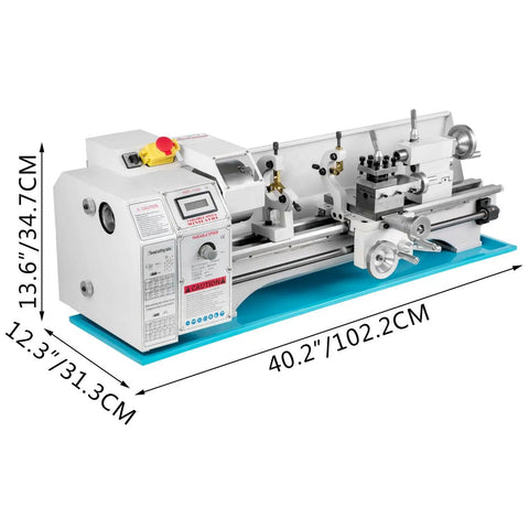 Pro Brushless Mini Metal Lathe 8.7x29.5 Inch with precision controls for hobbyist metalwork projects, featuring a compact design.