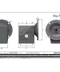 Heavy Duty Stainless Steel Washdown Gearbox Built Tough For Rough Shop Floors Featuring A Straight Shooting Forty To One Ratio and detailed dimensions.