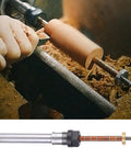 Adjustable 6mm Pen Turning Mandrel for Wood Lathe Projects with Bushing in use on a wooden lathe, steel construction detail