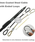 Vinyl Coated Stainless Steel Cable Lanyards With Double Loop Ends Six Inch Length Three Millimeter Wire Diameter Twenty Pack