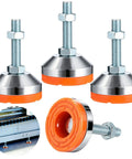 Heavy Duty Leveling Feet Kit M12 Adjustable Levelers With 2.36 Inch Rubber Base 1102 Lb Load Capacity Carbon Steel Leg Levelers For Workbenches Machines Cabinets Anti Slip Vibration Dampening Easy Height Adjustment, shown with orange rubber base