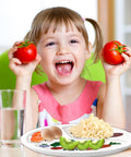 Sick 10 Inch Melamine Sectioned Plate For Portion Control And Keeping Calorie Intake In Check with colorful food and happy child