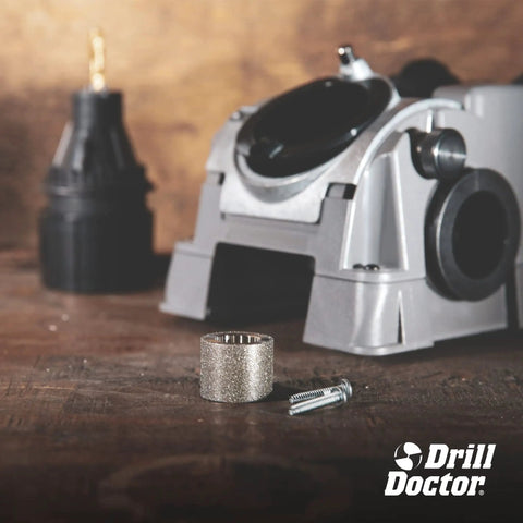 180 Grit Diamond Replacement Wheel For 350X XP 500X And 750X Sharpeners shown on wooden table with sharpener in background.