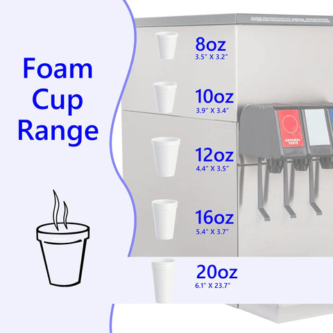 No Nonsense Heavy Duty 20 Oz Styrofoam Cups 25 Pack Disposable Foam Beverage Containers Insulated White displayed with size options.