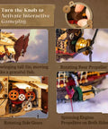 Steampunk Airship Model Kit For Grownups Dual Layer Zeppelin With Gear Driven Mechanical System DIY Building Blocks Set showing interactive gameplay features
