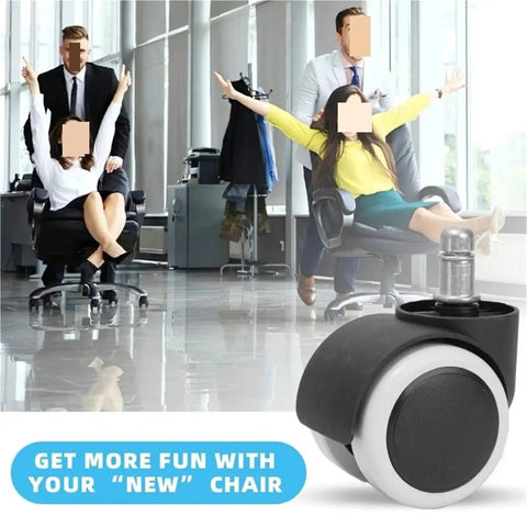 Easy Click Swap 2 Inch Silent Caster Wheels For Office And Gaming Chairs Heavy Duty Soft Rubber Tires in use with chairs