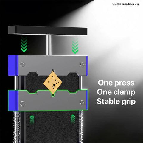 Pro Grade Adjustable Chip Holder Clamp for BGA CPU IC Desoldering and Pin Restoration, 500C Glass High Temperature Fixture