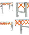 Heavy Duty Adjustable Conveyor Roller Table With Swivel Casters And Hooks, Flexible Extendable Industrial Drive Belt Stand, 130cm.